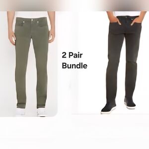 Men's FRAME 32 - 2 Pair Bundle L'Homme Slim Jeans 32 Fade Grey, Military Green